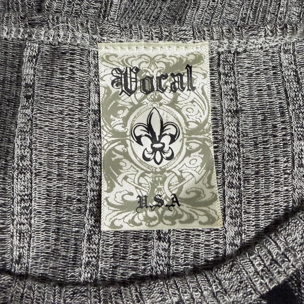 Vocal Embellish Boho Gray & Black Lace Hi-Lo Tunic Top Size L - Whimsigoth Style - Picture 8 of 9